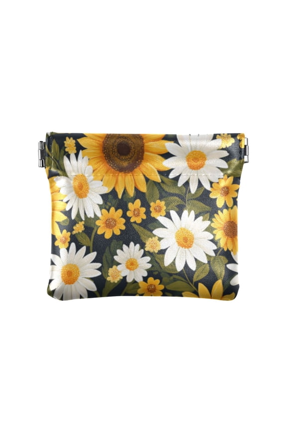 Women's Coin Purses & Pouches - Wallets Card Cases with RFID Blocking - Slim Money Organizers for Daily Use Daisy Sunflowers