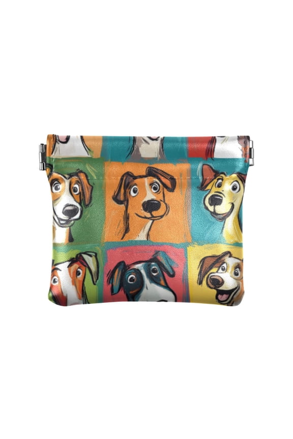 Women's Coin Purses & Pouches - Wallets Card Cases with RFID Blocking - Slim Money Organizers for Daily Use Digital Sketch Cartoon Dogs