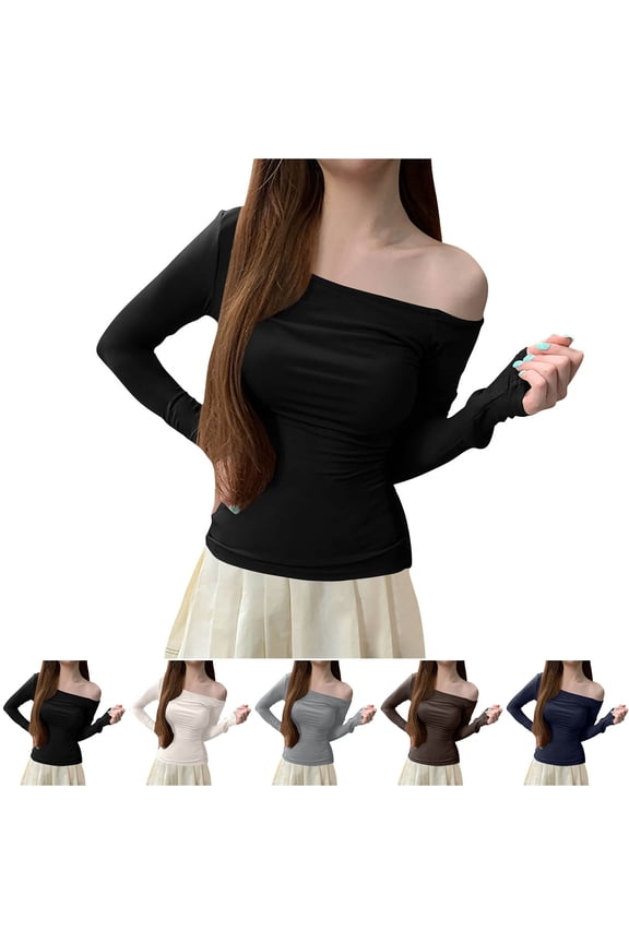 Women's Cold Shoulder Long Sleeve Solid Color Casual Fashion Shirt Blouse Top Loose Fit Breathable Trendy Holiday Vacation | CSEONE,Blue L