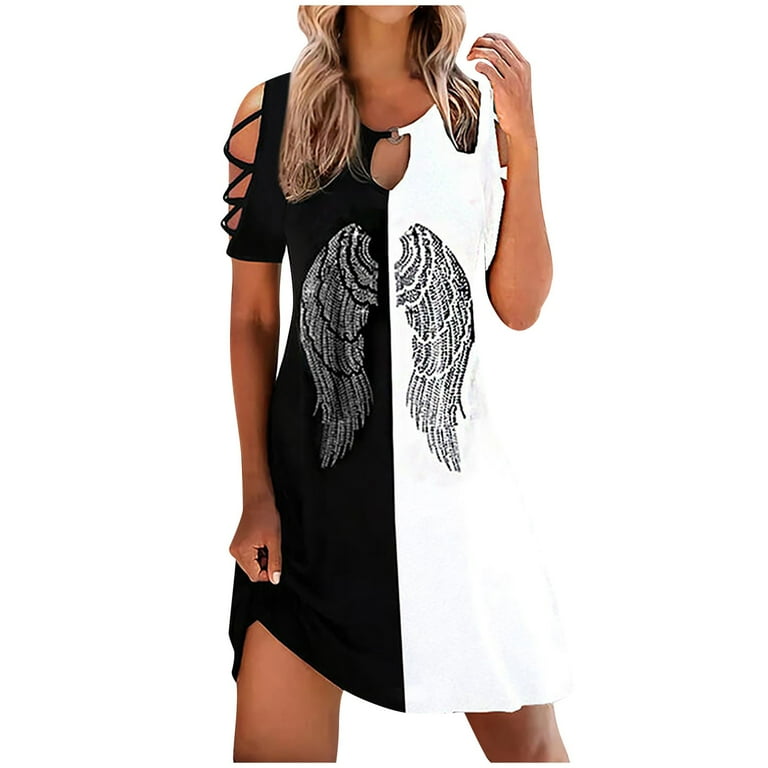 Cold shoulder t shirt dress sale
