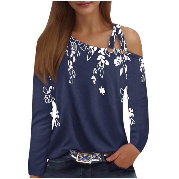 Women's Cold Shoulder Tops Long Sleeve Casual Shirts Twist Knot Top Tunic Blouse TShirt