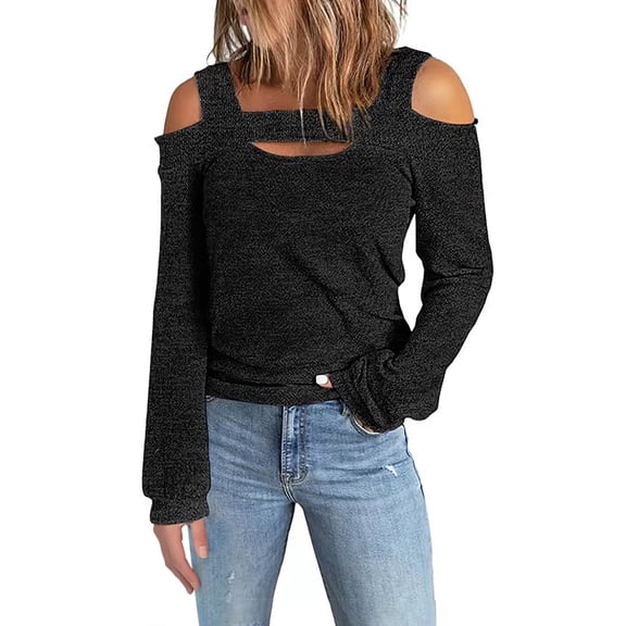 Women's Cold Shoulder Tops: Long Sleeve Casual Shirts Twist Knot Top Tunic Blouse TShirt