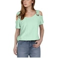 thumbnail image 1 of Women's Cold Shoulder Tops Short Sleeve V Neck T Shirts Cute Solid Basic Summer Tees, 1 of 6