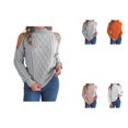 thumbnail image 1 of Women's Cold Shoulder Turtleneck Sweaters, Long Sleeve Soft Cable Knit Pullovers, Fall Winter Sexy Jumper Tops, 1 of 5