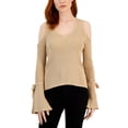 thumbnail image 1 of Women's Cold-Shoulder V-Neck Sweater Gold XS, 1 of 1