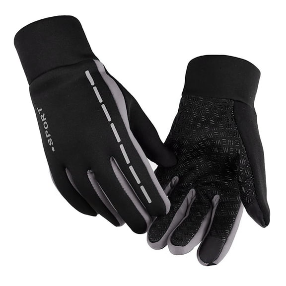 Women's Cold Weather Gloves New Reflective Zipper Gloves Thick Warm Windproof Men and Women Cycling Driving Car Skiing Outdoor Gloves Style B-154 Gray One Size