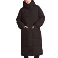 thumbnail image 1 of Women's Cold Weather Plus Size Puffer Jacket Solid-Color Long-Sleeved Thickened and Fleece Casual Jacket with A Hooded Jacket Packable Puffer Jacket(Coffee XL), 1 of 9