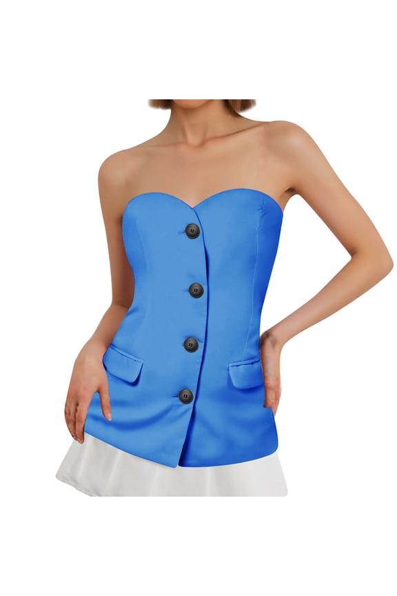 Women's Collar Fitted Sleeveless Strapless Polyester Work Sports Vest, Stylish, Comfortable, Multiple Sizes