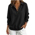 thumbnail image 1 of Women's Collar Long Sleeve Sweatshirt, Fall Winter Button V-Neck Sweatshirt, Oversized Soft Comfy Long Sleeve Pullover Shirt for Streetwear Daily Work, 1 of 4