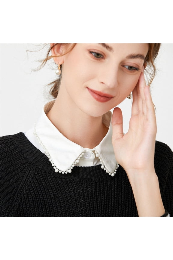 Women's Collar With Pearl Trim Lace Decorated Layering False Under Shirt For Spring And Autumn Colla Shirt Piece Button down Shirt Women under Shirt Pan Crop Top off The Shoulder Chambray Top Womens