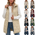 thumbnail image 1 of Women's Collar Quilted Vest Casual Sleeveless Zip Up Jackets Lightweight Puffer Coat with Side Pockets for Fall Winter, 1 of 9