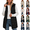 thumbnail image 1 of Women's Collar Quilted Vest Casual Sleeveless Zip Up Jackets Lightweight Puffer Coat with Side Pockets for Fall Winter, 1 of 9