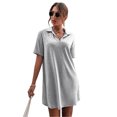 thumbnail image 1 of Women's Collar Short Sleeve Polo Dress with sixty percent polyester thirty five percent cotton five percent spandex, 1 of 15
