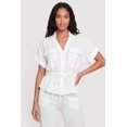 thumbnail image 1 of Women's Collared Drawstring Waist Button Front Shirt, 1 of 4