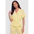 thumbnail image 1 of Women's Collared Drawstring Waist Button Front Shirt, 1 of 4