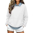 thumbnail image 1 of Women's Collared Sweatshirt Layered Look Pullover Top with Kangaroo Pocket Preppy Casual Tunic Sweatshirts, XL, 1 of 8