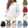 thumbnail image 1 of Women's Collared Sweatshirts,Long Sleeve Loose Casual Knit Solid Pullover Tops,Vacation Travel Outfit, 1 of 6