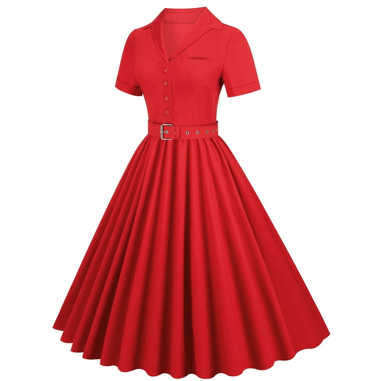 Casual Daily Solid Buttons O Neck Short Sleeve Dress Dresses Casual Daily Solid Buttons O Neck Short Sleeve Dress Dresses