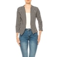 thumbnail image 1 of Women's Collarless Blazer Open Front Sleek 3/4 Sleeves Cardigan, 1 of 6