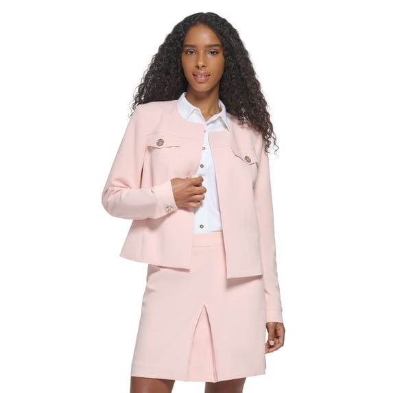 Women's Collarless Open-Front Blazer Powder 2