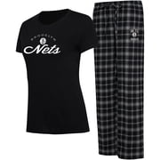 Womens College Concepts Black/Gray Brooklyn Nets Arctic T-Shirt & Flannel Pants Sleep Set