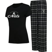 Women's College Concepts Black/Gray Brooklyn Nets Arctic T-Shirt & Flannel Pants Sleep Set