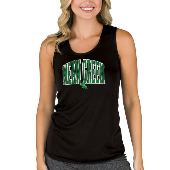 Women's College Concepts Black North Texas Mean Green Marathon Racerback Tank Top