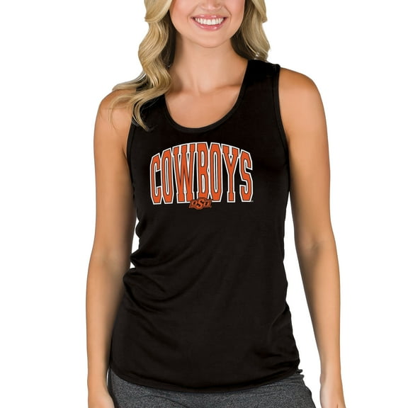 Women's College Concepts Black Oklahoma State Cowboys Marathon Racerback Tank Top