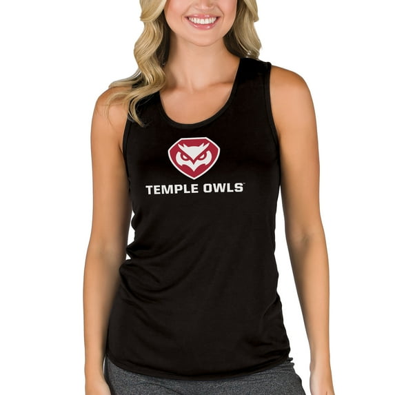 Women's College Concepts Black Temple Owls Marathon Racerback Tank Top