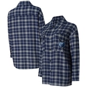 Womens College Concepts Navy/Gray Memphis Grizzlies Boyfriend Button-Up Nightshirt