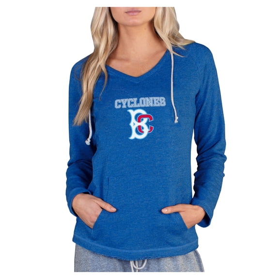 Women's Concepts Sport Royal Brooklyn Cyclones Mainstream French Terry Tri-Blend V-Neck Hoodie