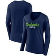 thumbnail image 1 of Women's College Navy Seattle Seahawks Freehand Team Long Sleeve V-Neck T-Shirt, 1 of 3
