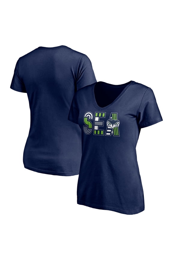 Women's College Navy Seattle Seahawks Hometown Collection V-Neck T-Shirt