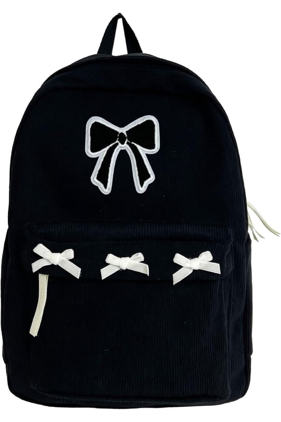 Women's College Style Y2k Corduroy Backpack Cute Bow Harajuku College Style Backpacks