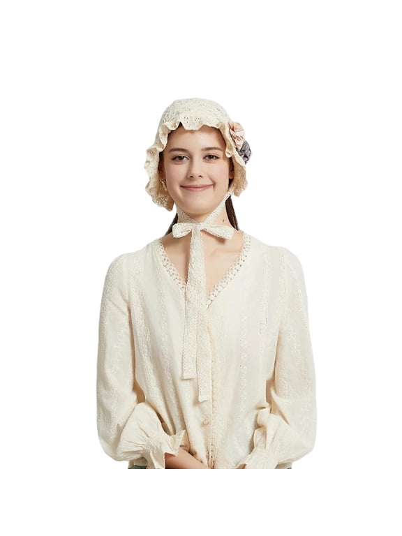 Women's Colonial Bonnet Cap Vintage Costume Accessory Lolita Hat Cute