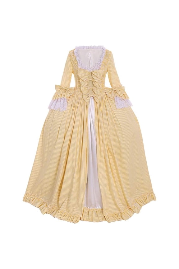 Women's Colonial Georgian Rococo Yellow Dress 18th Century Marie Antoinette Rococo Gown Dress