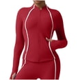 thumbnail image 1 of Women's Color Block Athletic Jackets Slim Fitted Raglan Long Sleeve Outdoor Workout Casual Zip Up Yoga Shirts, 1 of 8