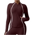 thumbnail image 1 of Women's Color Block Athletic Jackets Slim Fitted Raglan Long Sleeve Outdoor Workout Casual Zip Up Yoga Shirts, 1 of 6