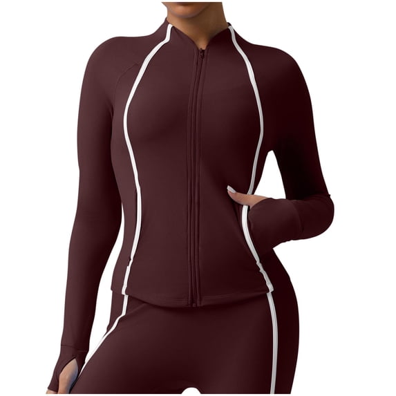 Women's Color Block Athletic Jackets Slim Fitted Raglan Long Sleeve Outdoor Workout Casual Zip Up Yoga Shirts