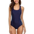 thumbnail image 1 of Women's Color Block Athletic One-Piece Swimsuit Print Sports Swimwear, 1 of 5