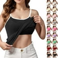 thumbnail image 1 of Women's Color Block Camisole Built In Bra Plus Size Sexy Lingerie, Contrast Tank Top Fixed Padding, Wireless Base Layer Undershirt, Stretchy Sleep Vest, 1 of 6
