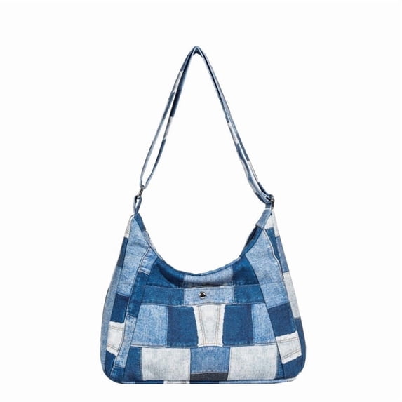 Women's Canvas Patchwork Tote Bag – Fashionable Large Capacity Shoulder Bag