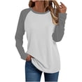 thumbnail image 1 of Women's Color Block Crew Neck Shirt Raglan Long Sleeve Pullover Tops for Women Casual Elegant Soft Shirts, 1 of 5