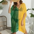 thumbnail image 1 of Women's Color Block Crochet Swimsuit Cover Up Hollow out Sheer Knit Beach Dress Womens Sleeveless Crochet Hollow out Swimsuit Coverup Yellow One Size, 1 of 5