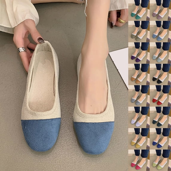 Women's Color Block Flat Shoes, Plus Size Comfortable Round Toe Casual Flats for Spring Autumn Wear
