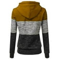 thumbnail image 1 of Women's Color Block Hoodie Trendy Slim Fit Fleece Drawstring Pullover Hooded Winter Sweatshirt Tops with Pockets (XXL, Khaki), 1 of 4