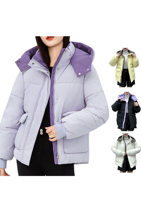 Women's Color Block Long Sleeve Zip Up Jacket Coat Outerwear with Zippered Pockets, Windbreaker Shacket for Casual Streetwear Fall Winter Fashion | CSEONE,Purple XL
