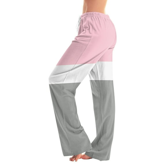 Women's Color Block Lounge Pants Comfortable Wide-Leg Pajama Bottoms for Sleepwear and Casual Wear