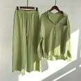 thumbnail image 1 of Women's Color Block Set Lapel Shirt and Shorts Loose Fashion Casual Wear, 1 of 5