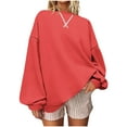 thumbnail image 1 of Women's Color Block Sweatshirt: Oversized Striped Pullover Top - Athletic Crewneck Long Sleeve Workout Shirt Casual Streetwear Gym to Errand, 1 of 5